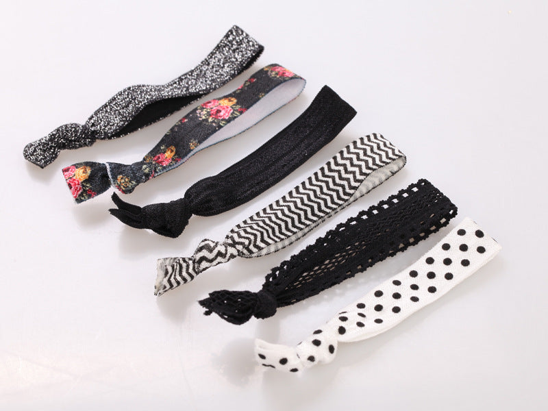 Printed elastic hair tie pack