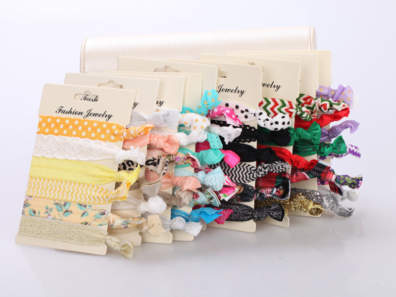 Printed elastic hair tie pack
