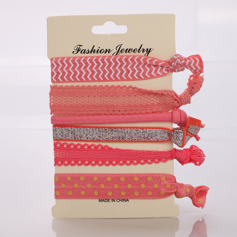 Printed elastic hair tie pack