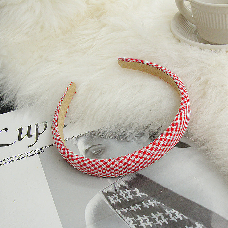 2cm wide thinly padded gingham headband