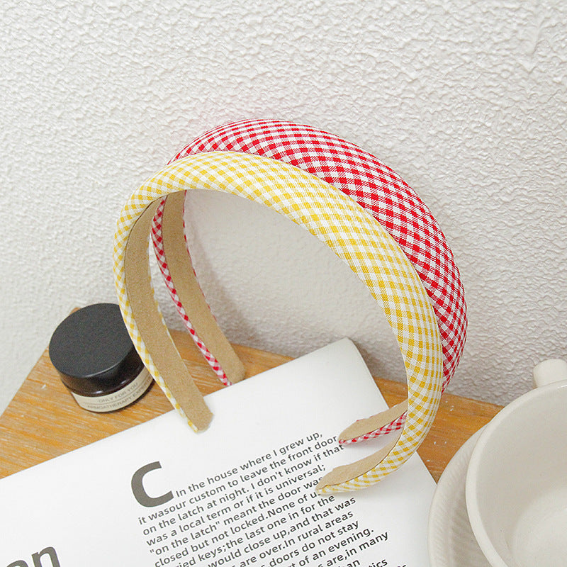 2cm wide thinly padded gingham headband