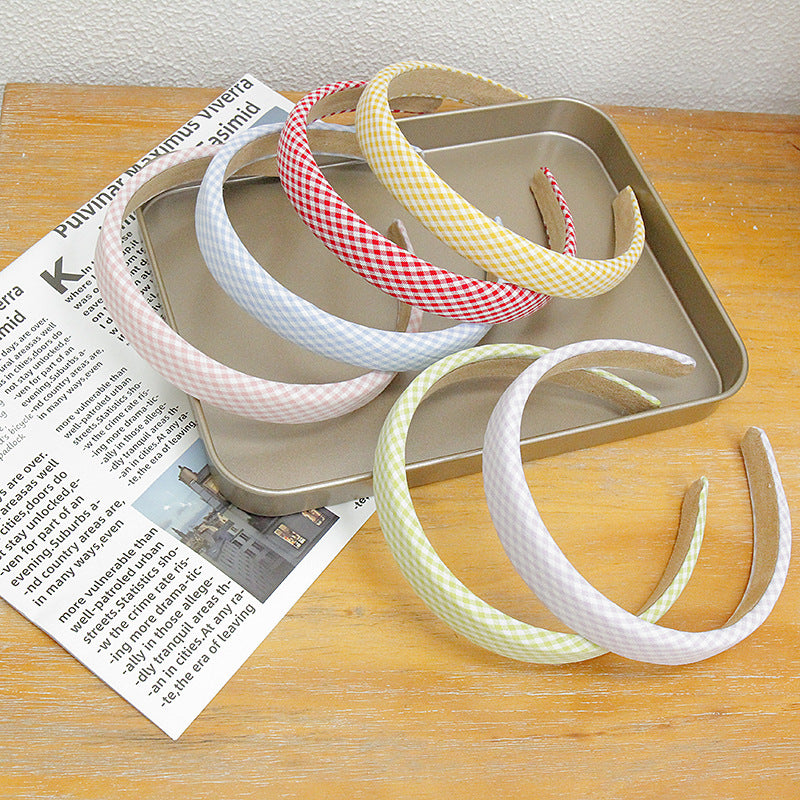 2cm wide thinly padded gingham headband
