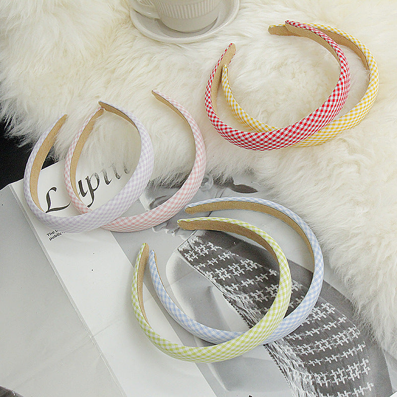 2cm wide thinly padded gingham headband