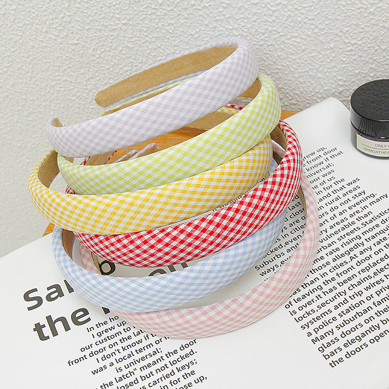2cm wide thinly padded gingham headband