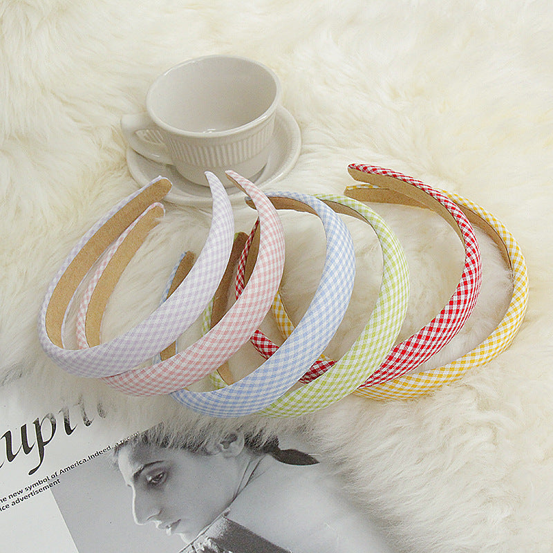 2cm wide thinly padded gingham headband