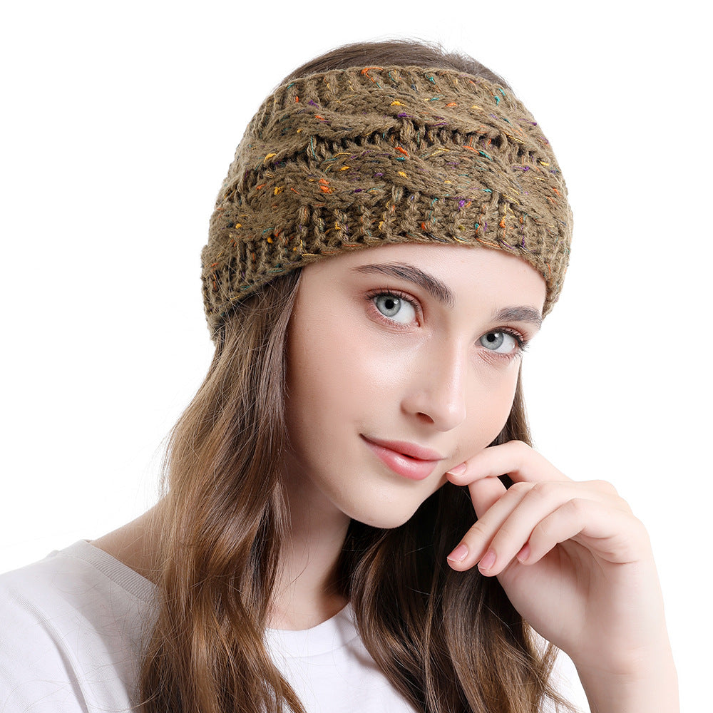 Multicoloured double braids patterned knitted loop headband