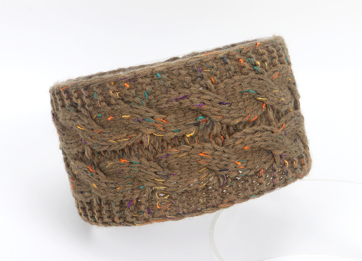 Multicoloured double braids patterned knitted loop headband