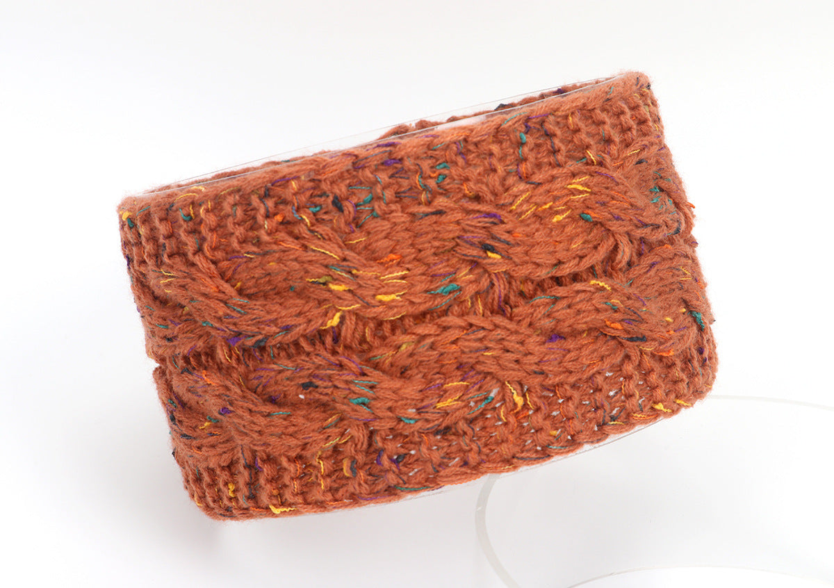 Multicoloured double braids patterned knitted loop headband
