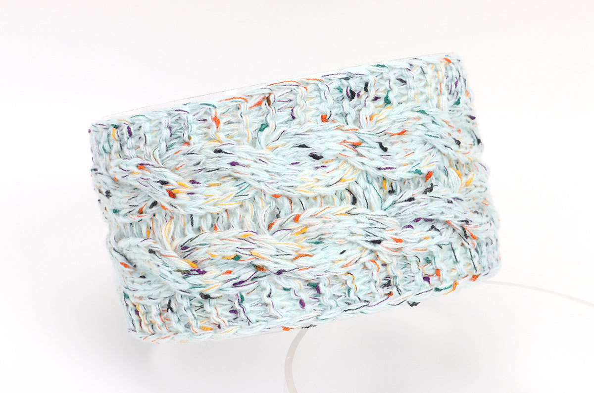 Multicoloured double braids patterned knitted loop headband
