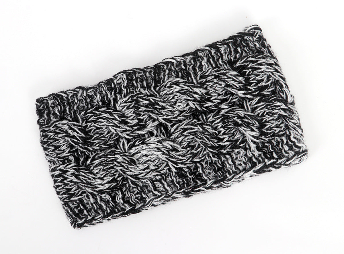 Multicoloured double braids patterned knitted loop headband