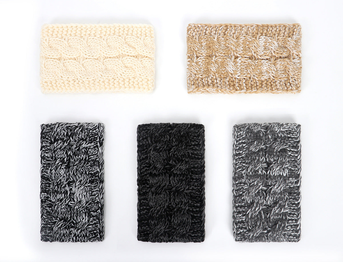 Multicoloured double braids patterned knitted loop headband