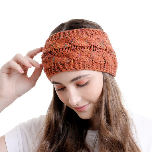 Multicoloured double braids patterned knitted loop headband