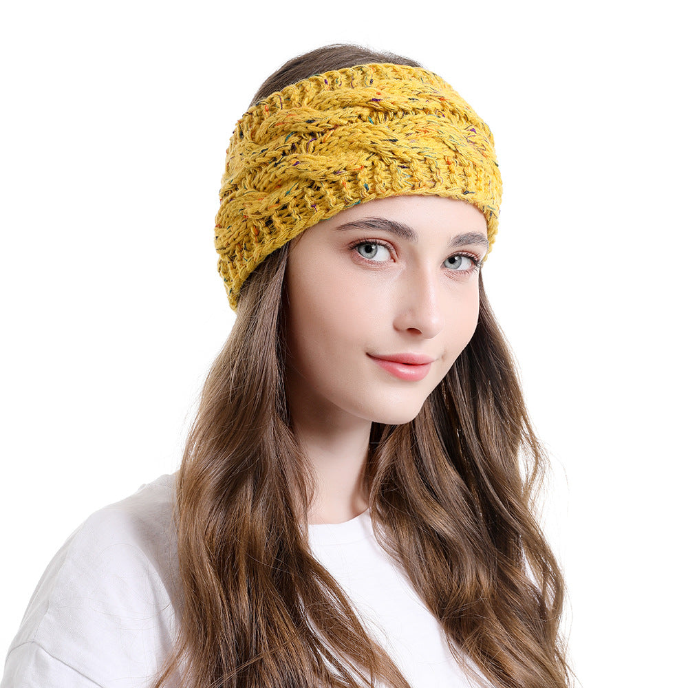 Multicoloured double braids patterned knitted loop headband