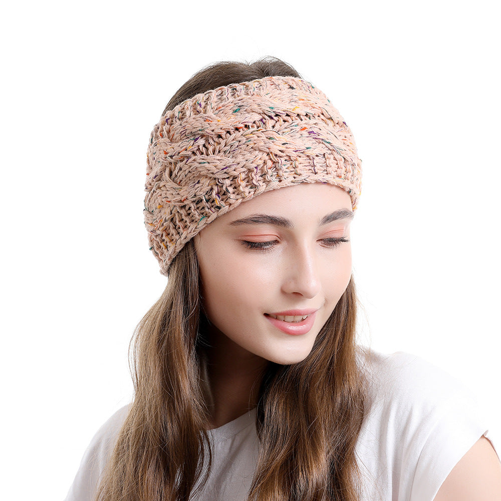 Multicoloured double braids patterned knitted loop headband