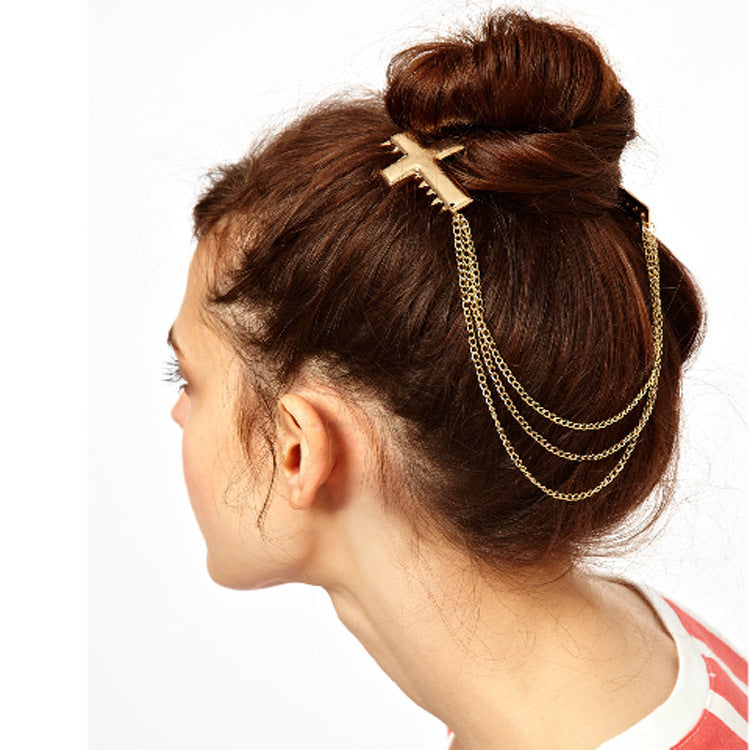 Metallic cross double hair comb