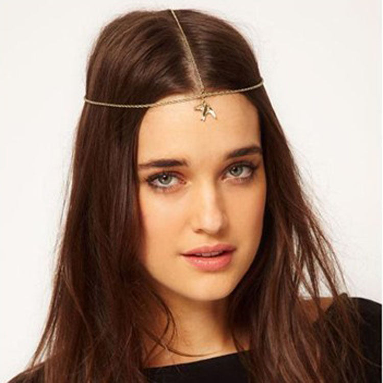 Dangling swallow hair chain (front-head)