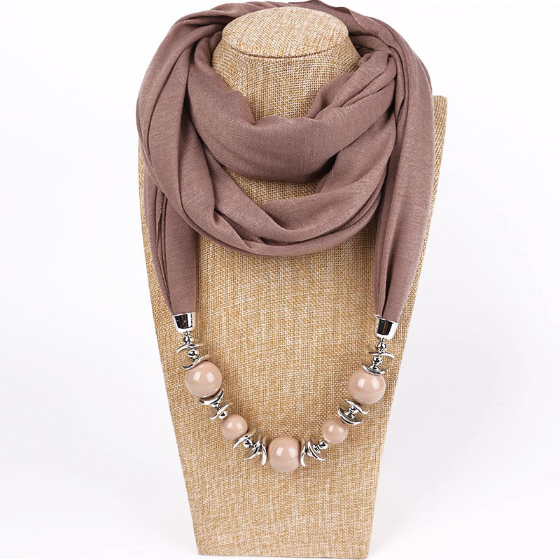 Jersey cotton infinity scarf with jewellery