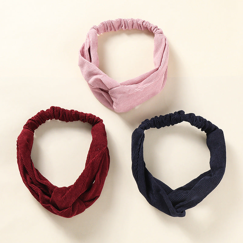Kids solid corduroy elastic headband