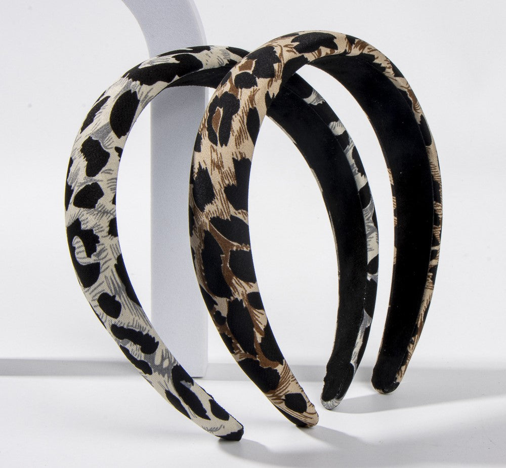 Black leopard prints thinly padded headband