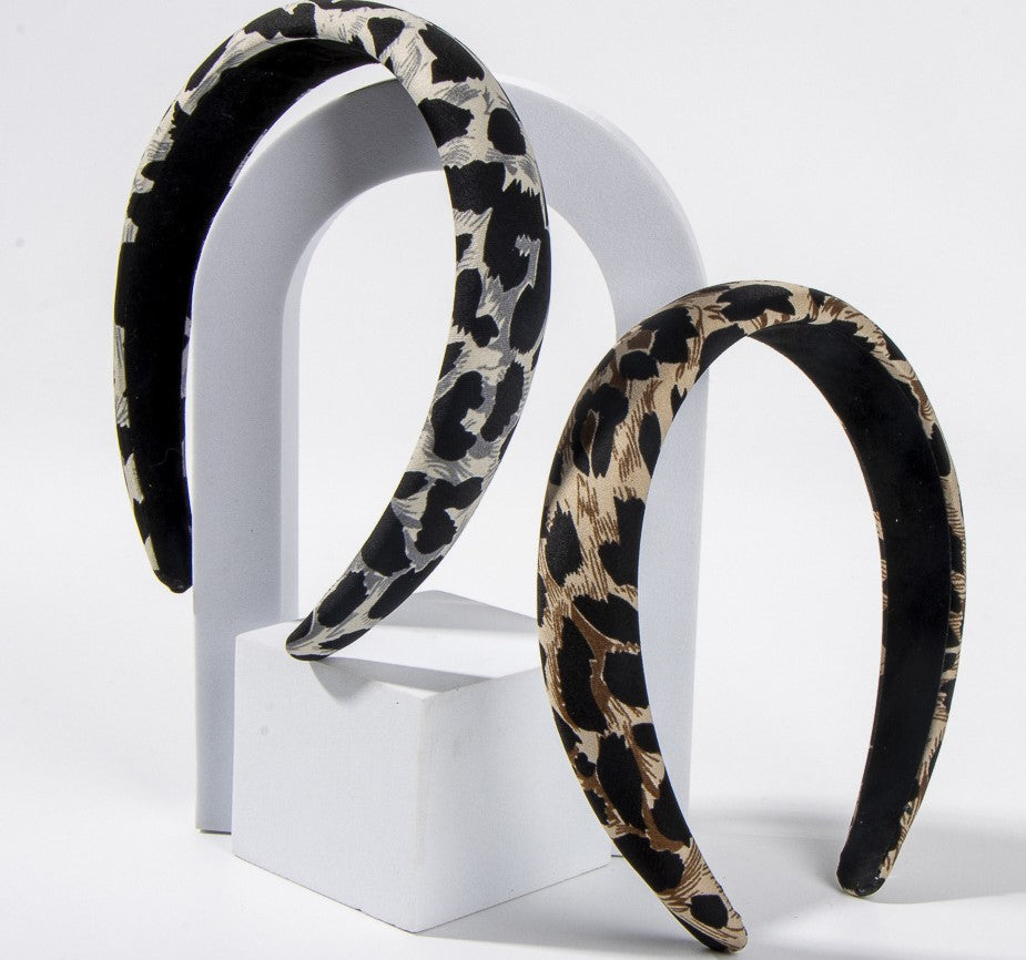 Black leopard prints thinly padded headband