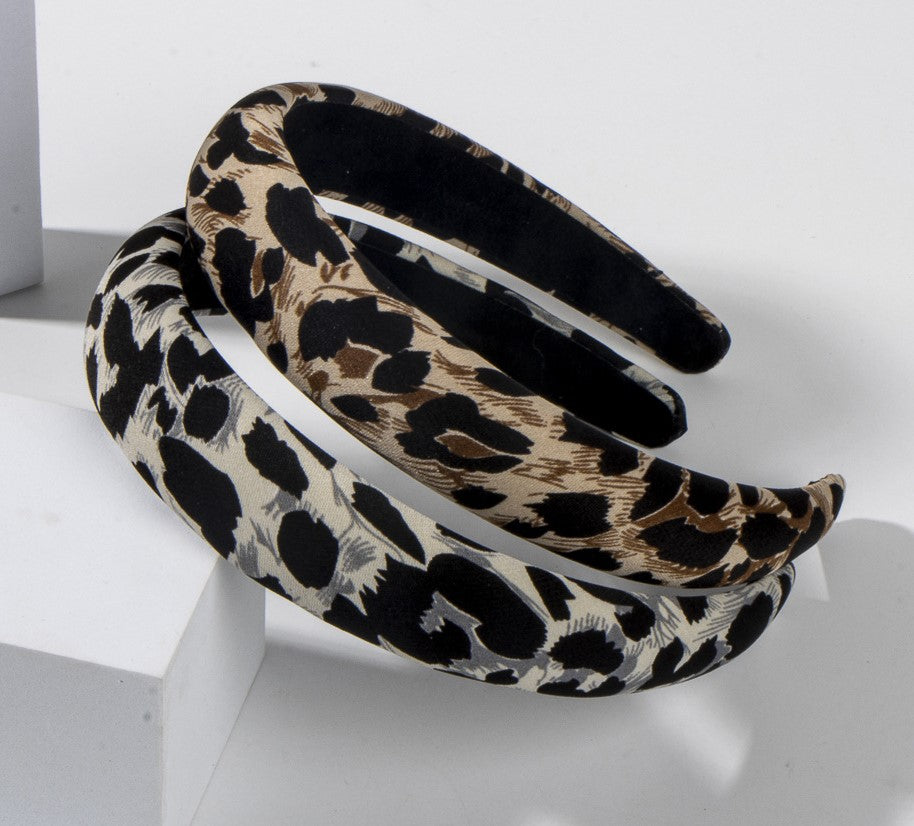 Black leopard prints thinly padded headband
