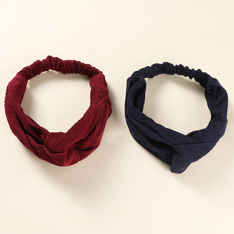 Kids solid corduroy elastic headband