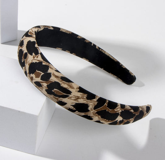 Black leopard prints thinly padded headband