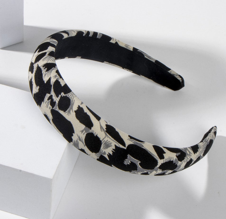 Black leopard prints thinly padded headband