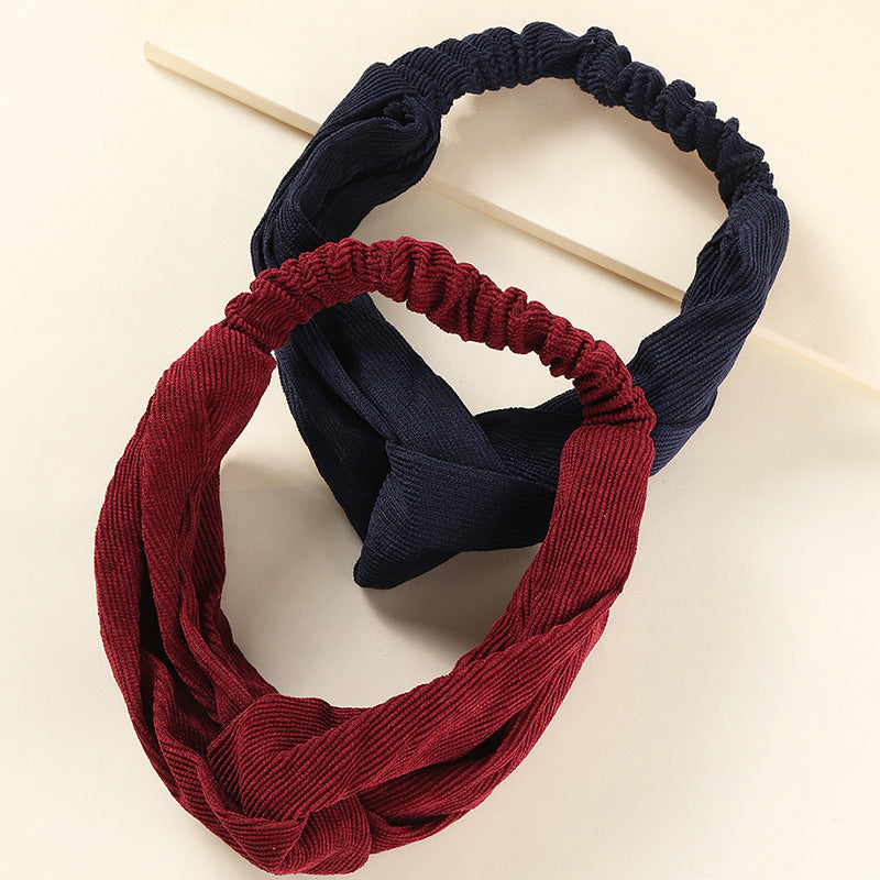 Kids solid corduroy elastic headband