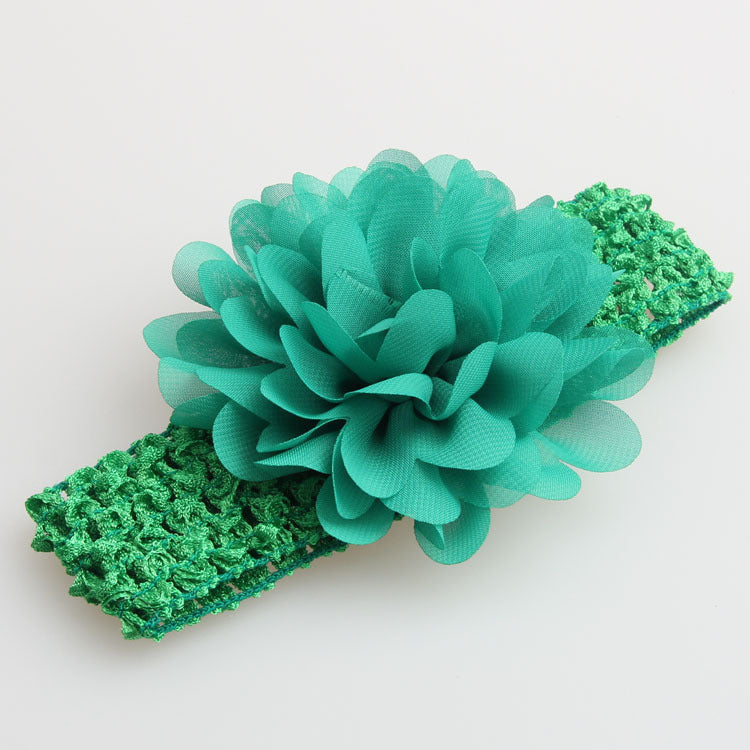Chiffon large flower lace stretch headband