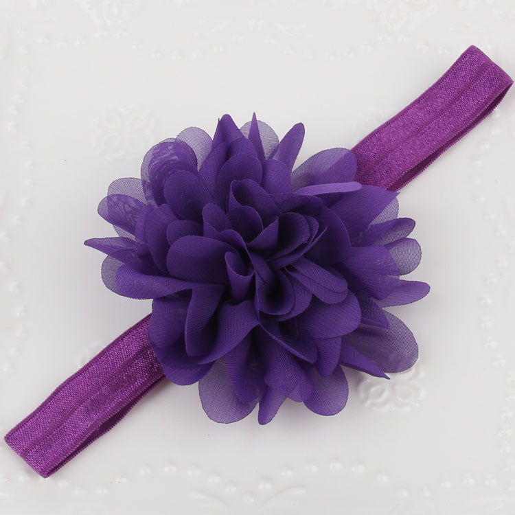 Chiffon large flower elastic headband