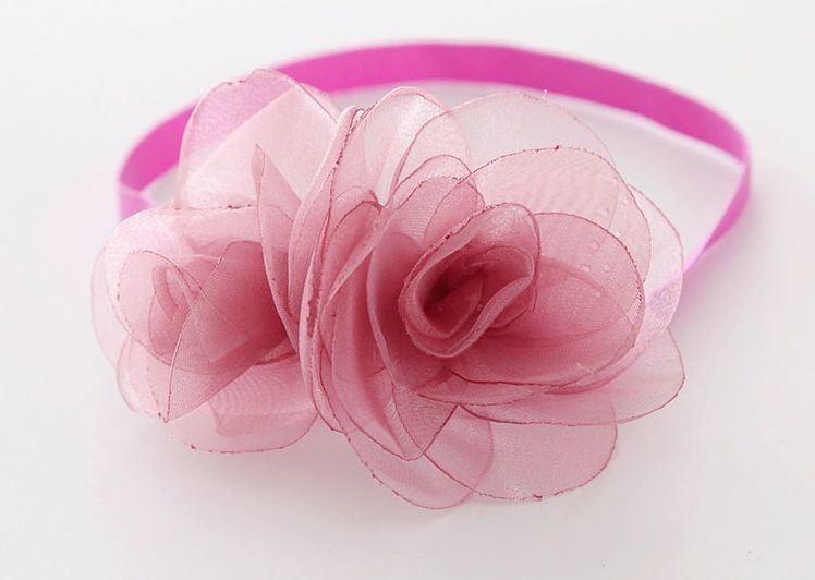 Sheer organza twin flower kids elastic headband