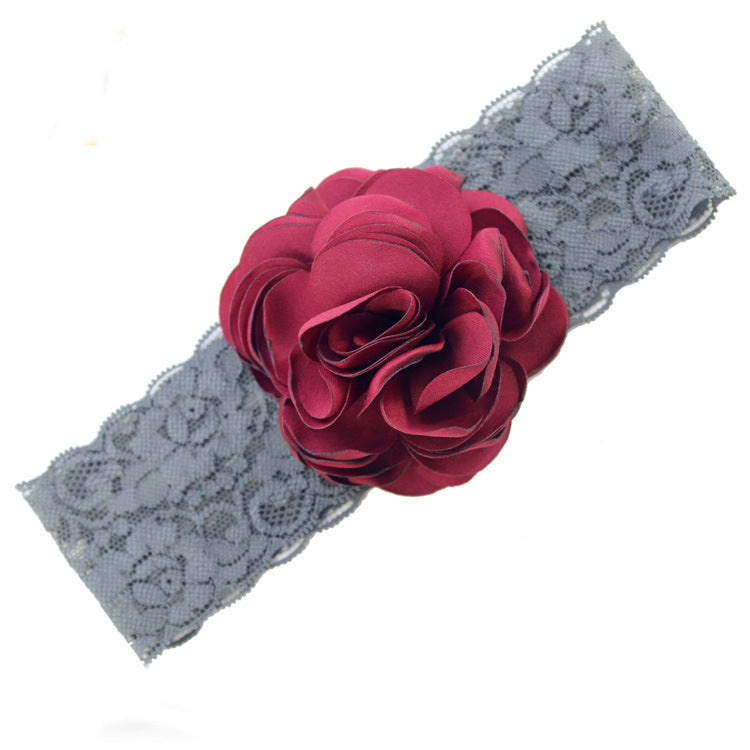 Satin pompom wide lace headband
