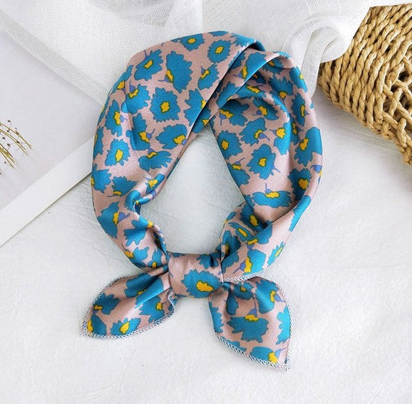 Flowers patterned chiffon square scarf