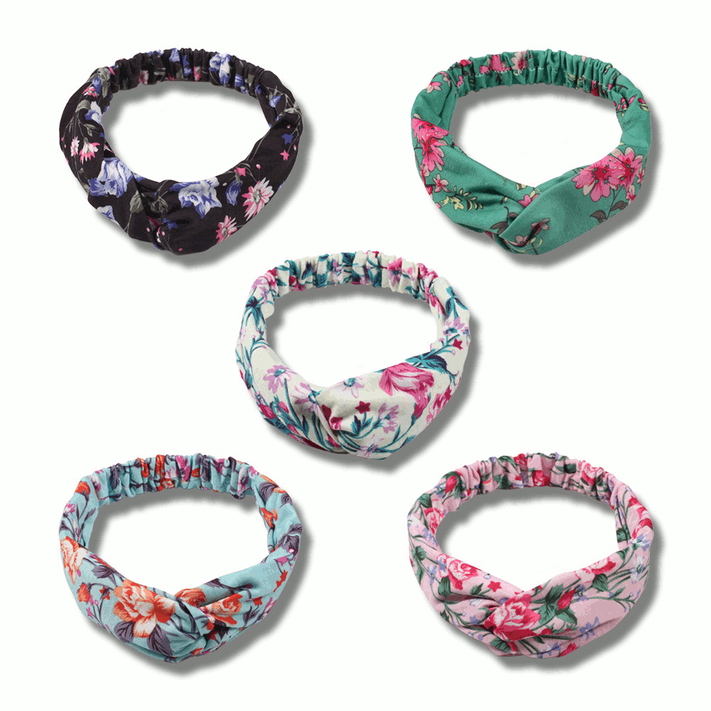 Cotton elastic head band in floral print