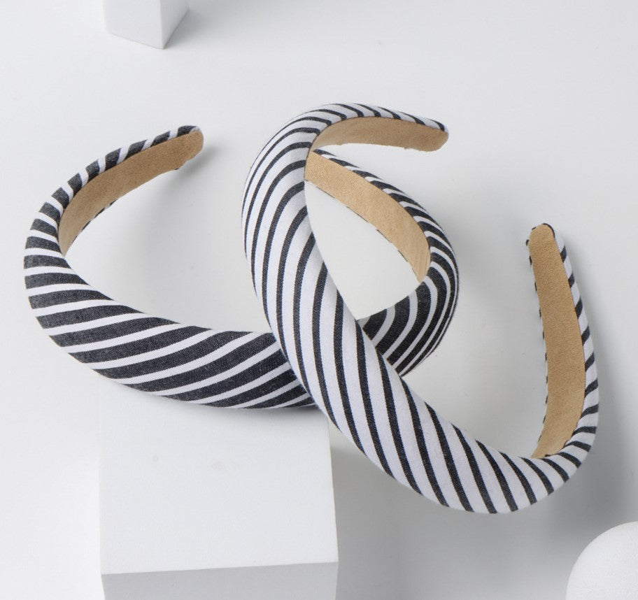 Striped cotton padded headband in jeans colours