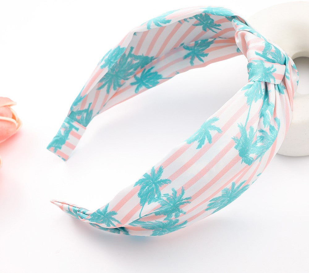 Printed satin knotted headband
