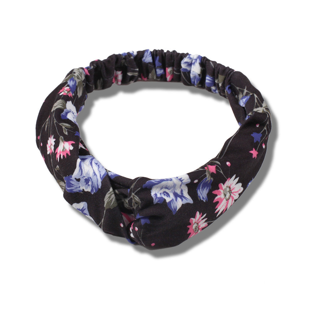 Cotton elastic head band in floral print
