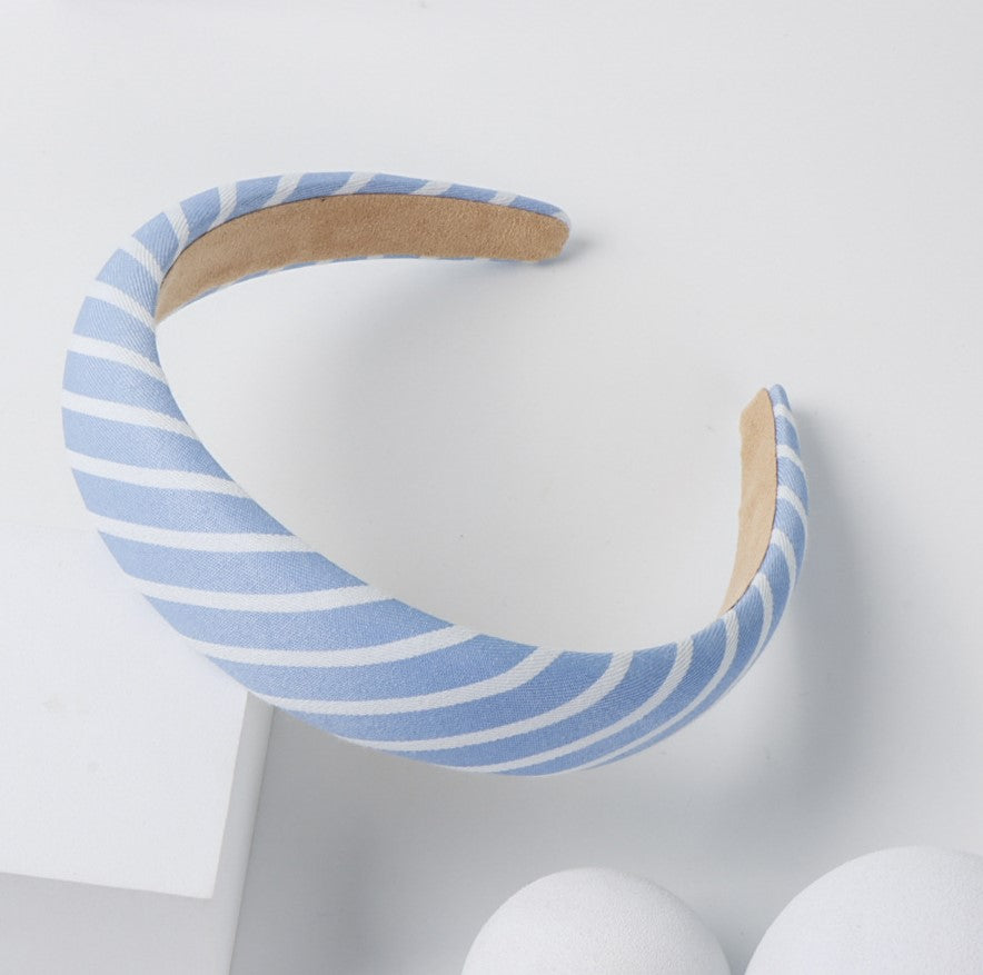 Striped cotton padded headband in jeans colours