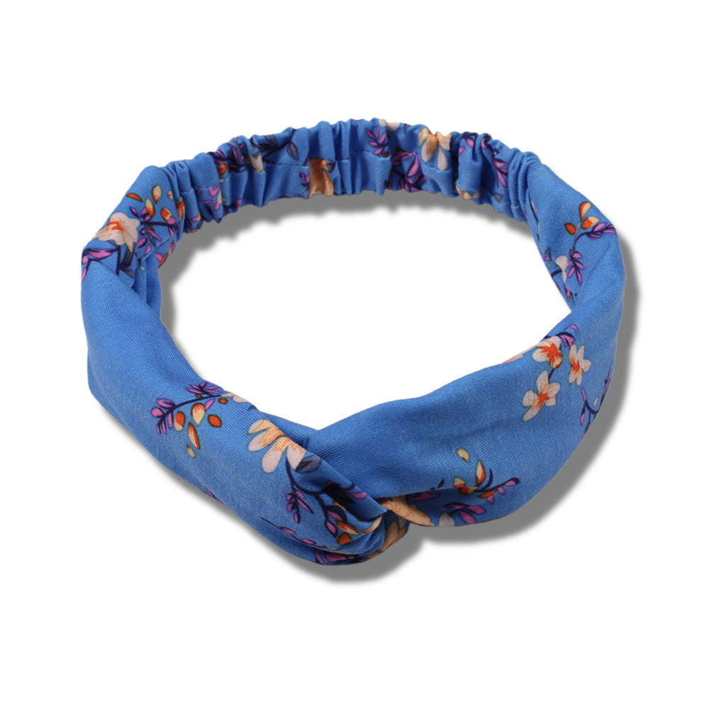 Cotton elastic head band in floral print