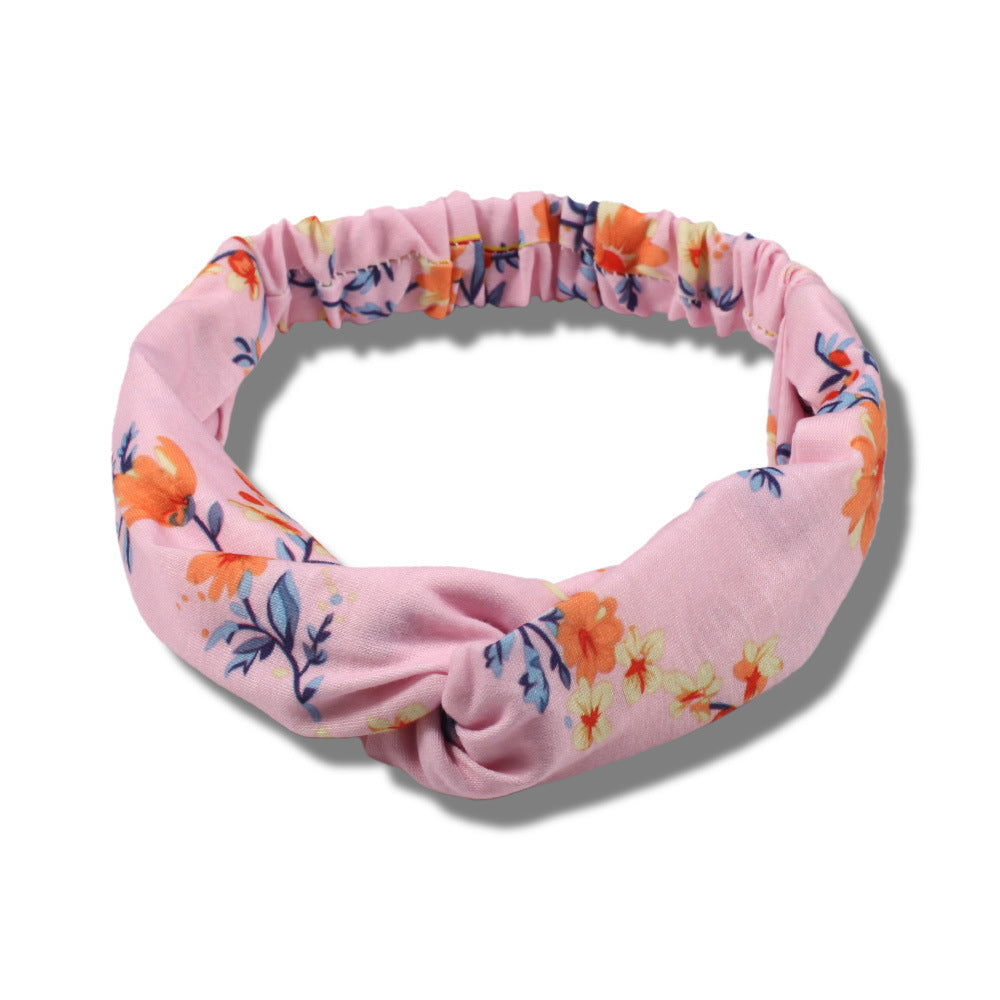 Cotton elastic head band in floral print