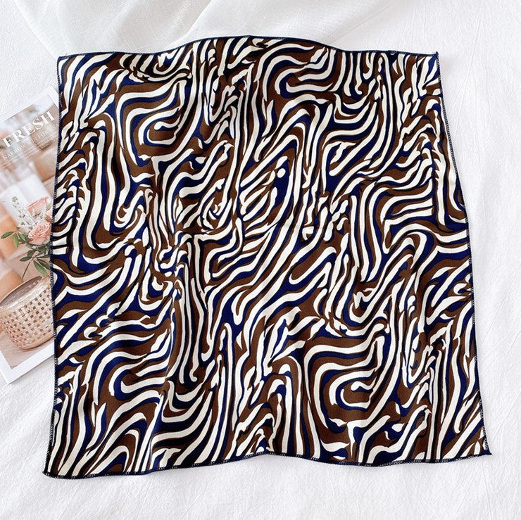Swirl zebra patterned chiffon square scarf