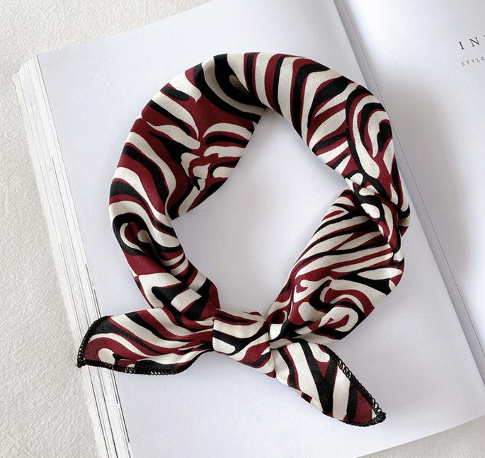 Swirl zebra patterned chiffon square scarf