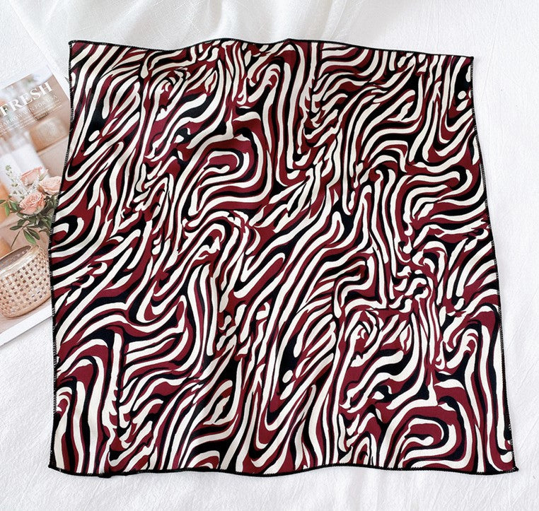 Swirl zebra patterned chiffon square scarf
