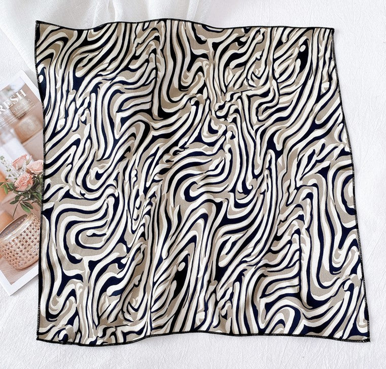 Swirl zebra patterned chiffon square scarf