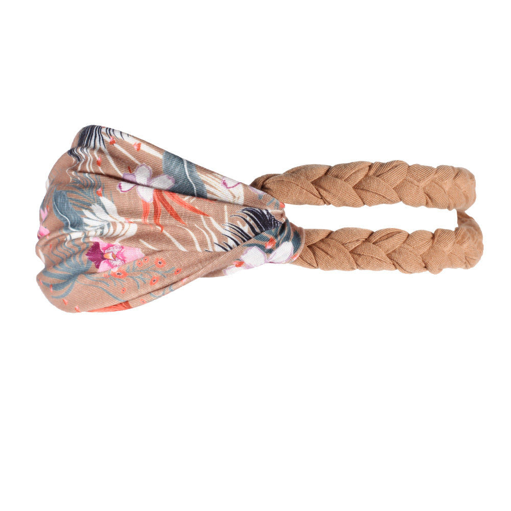 Braids and floral twist cotton elastic head band
