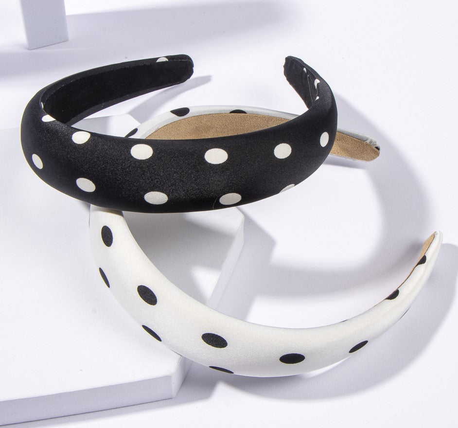Polka dots padded satin headband