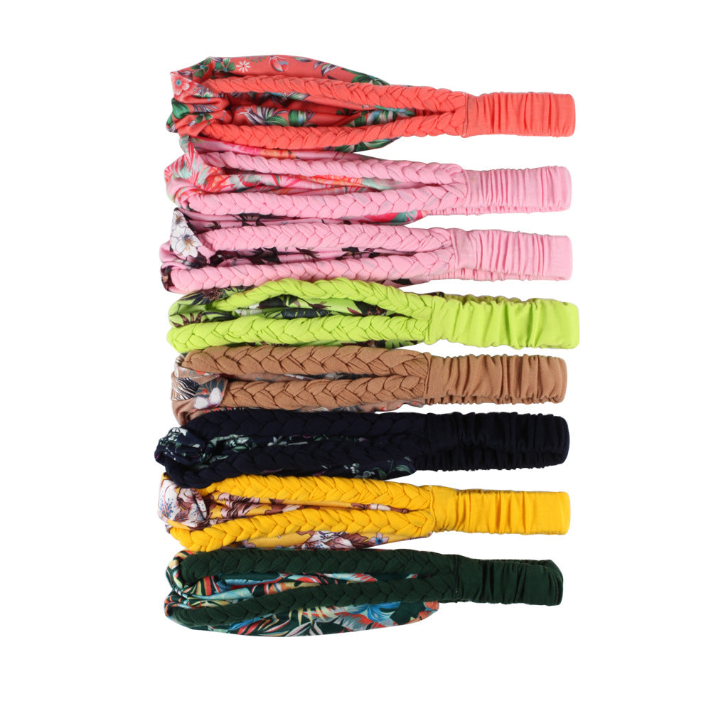 Braids and floral twist cotton elastic head band