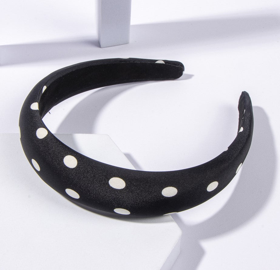 Polka dots padded satin headband