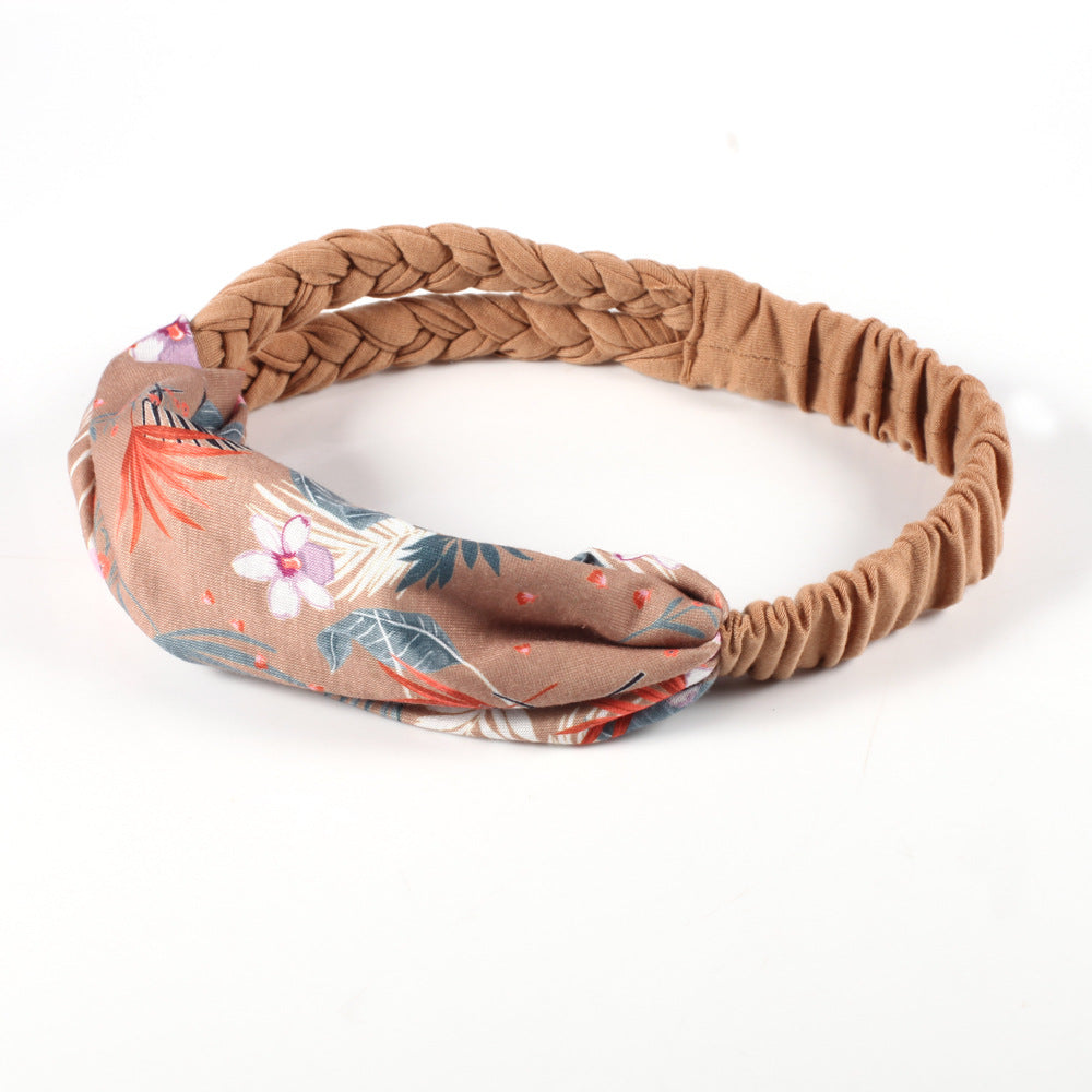 Braids and floral twist cotton elastic head band